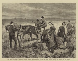 De landagitaties in Ierland, kapitein Boycott en zijn familie halen hun oogst binnen voor de aankomst van de troepen